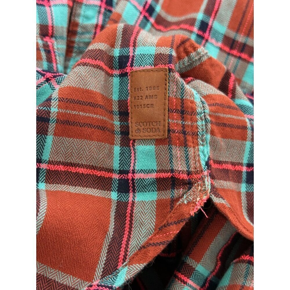 Scotch & Soda Women's Plaid Flannel Button Down Shirt Roll Tab Sleeves Size S - Picture 11 of 14